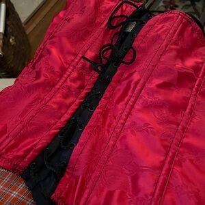 Vintage Hot Empire Red & Black Satin whimsigoth Corset
